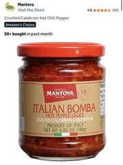 Italian Hot Pepper Sauce chili pepper 6.35oz ,Bomba Sauce ,Crushed Calabrian Hot