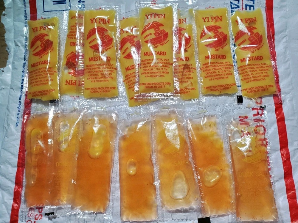 15 Lot New Rare Original Chinese Sauces Packs Duck Sauce And Hot Mustard Yi Pin