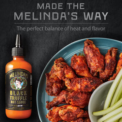 Melinda’s Black Truffle Hot Sauce, CoMelinda’s Black Trundiment and Sauce, 12 oz