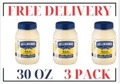 Hellman’s Real Mayonnaise Made With Cage Free Egg 3 Pk Of 30oz | Free Delivery