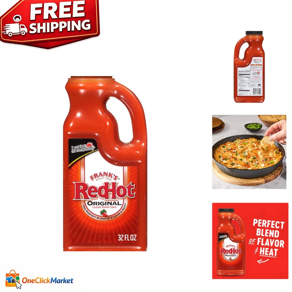 Tailgating Essential: Frank’s RedHot Cayenne Sauce – 32 fl oz Jug