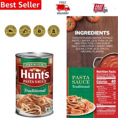 Hunt’s 24 oz Traditional Pasta Sauce – Made in the USA, Allergen-Free