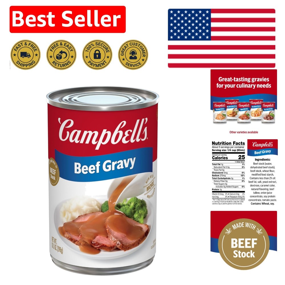 Campbell’s Beef Gravy, 10.5 oz Can – Ready in Minutes for All Your Comfort Foods