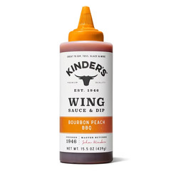 Kinder’s Bourbon Peach BBQ Wing Sauce and Dip, 15.5 oz Squeeze Bottle