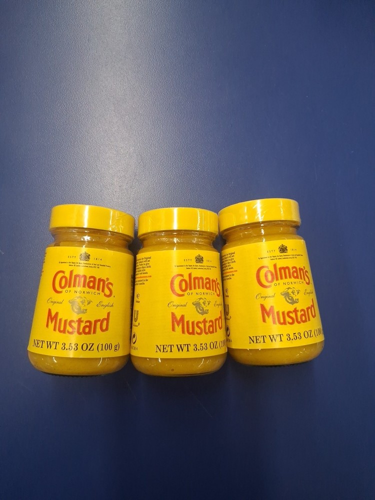 3 Bottles Colman’s of Norwich Original Mustard 3.53 oz English Sandwich Condimen