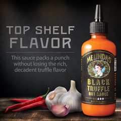 Melinda’s Black Truffle Hot Sauce, CoMelinda’s Black Trundiment and Sauce, 12 oz