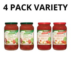 Simply Nature Organic Pasta Sauce 23.5oz Tomato Basil & Marinara -4 Pack Variety