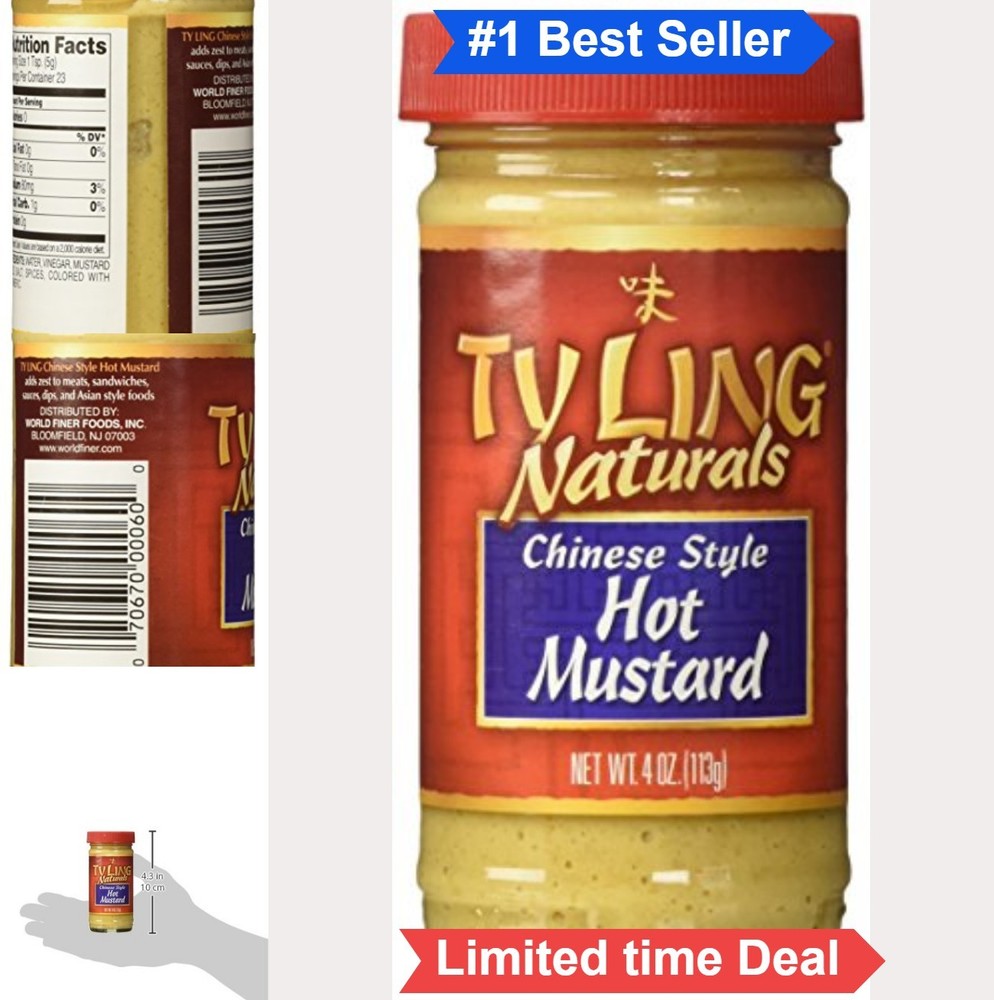 Chinese Hot Mustard 4 oz Jar Spicy Sauce Paste Hot Dog Condiment Stir Fry