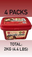 4 Packs Hot Korean Pepper Paste Go Chu Jang – No Added MSG – All Natural 4.4LBS