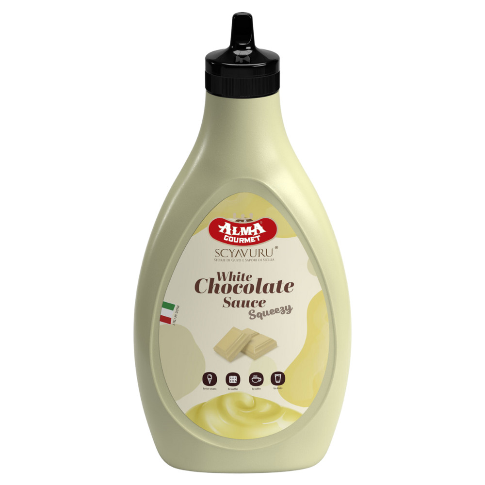 Alma Gourmet White Chocolate Topping Sauce – Italian Dessert Sauce 500g