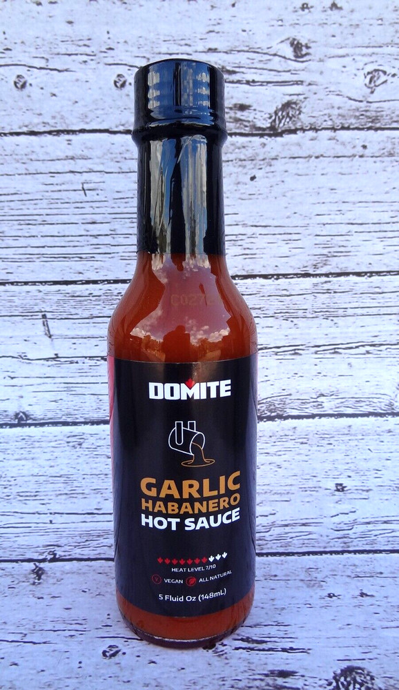 (12/Pack) Garlic Habanero Hot Sauce Vegan All-Natural Heat Level 7/10 ( 5 fl oz)