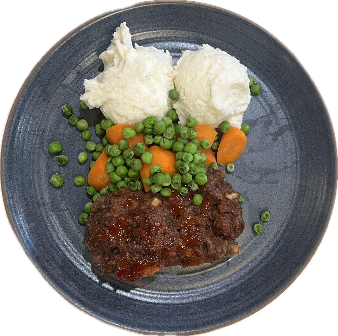 Mini Meatloaf with Mashed Potatoes and Mixed Veggies
